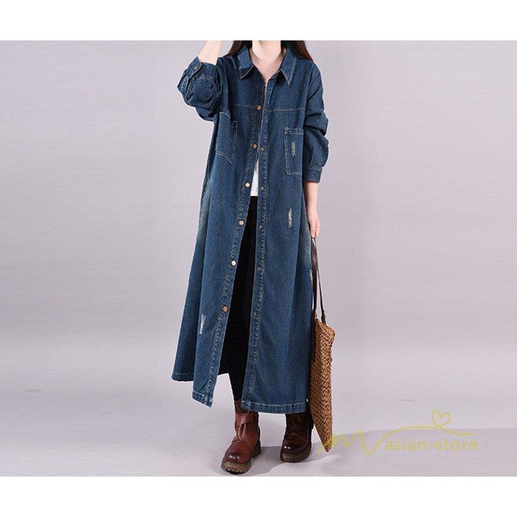 デニムワンピース シャツワンピース ジーンズ ロング丈 ワンピース レディース 秋服 20代30代40代50代 トレンド ジーンズ デニムシャツ 着痩せ カーディガン 