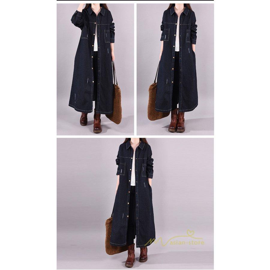 デニムワンピース シャツワンピース ジーンズ ロング丈 ワンピース レディース 秋服 20代30代40代50代 トレンド ジーンズ デニムシャツ 着痩せ カーディガン 