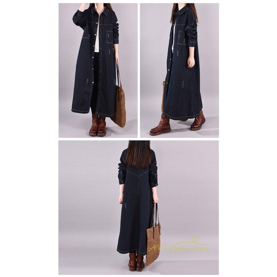 デニムワンピース シャツワンピース ジーンズ ロング丈 ワンピース レディース 秋服 20代30代40代50代 トレンド ジーンズ デニムシャツ 着痩せ カーディガン 