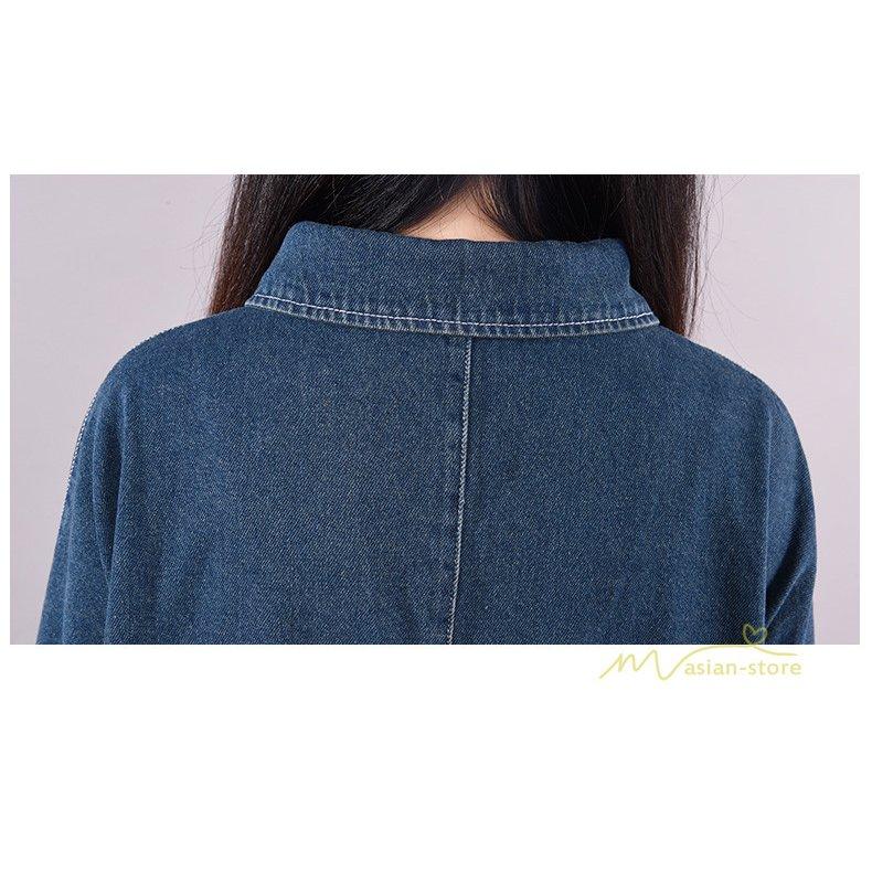 デニムワンピース シャツワンピース ジーンズ ロング丈 ワンピース レディース 秋服 20代30代40代50代 トレンド ジーンズ デニムシャツ 着痩せ カーディガン 