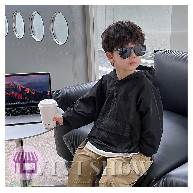 キッズ アウター 長袖 トップス フードつき プルオーバー ポケット カジュアル 動きやすい シンプル ノー あわせやすい 着やすい 