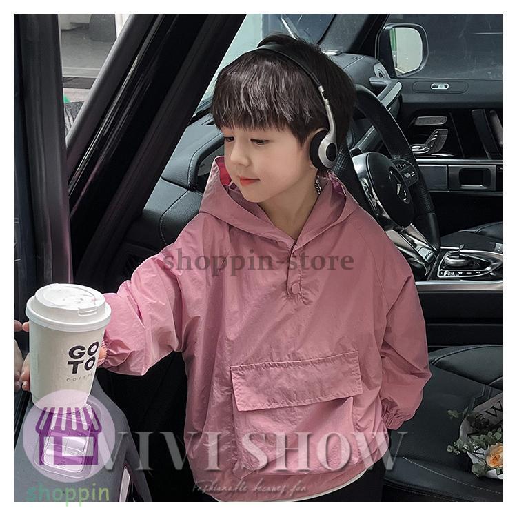 キッズ アウター 長袖 トップス フードつき プルオーバー ポケット カジュアル 動きやすい シンプル ノー あわせやすい 着やすい 