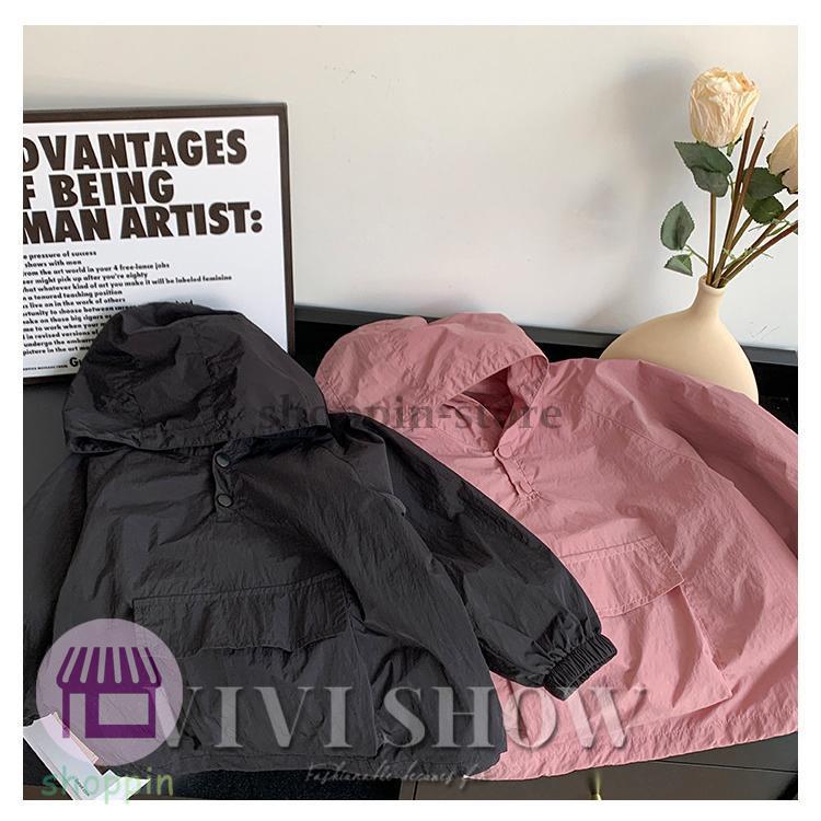 キッズ アウター 長袖 トップス フードつき プルオーバー ポケット カジュアル 動きやすい シンプル ノー あわせやすい 着やすい 