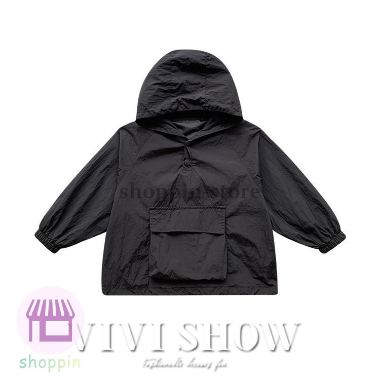 キッズ アウター 長袖 トップス フードつき プルオーバー ポケット カジュアル 動きやすい シンプル ノー あわせやすい 着やすい 