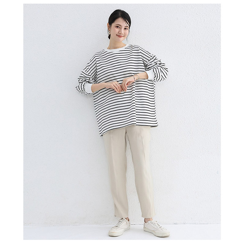 トレーナー レディース ゆったり スウェット カットソー 長袖 可愛い ビッグシルエット プルオーバー おしゃれ Tシャツ ストライプ 大きいサイズ カジュアル 