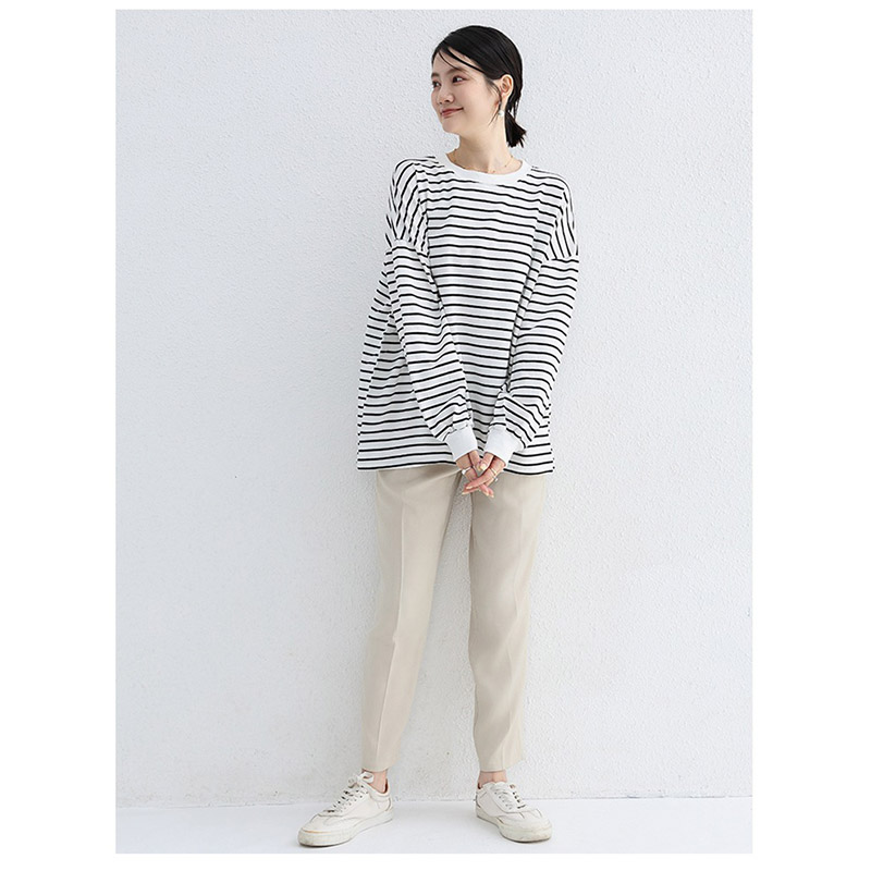 トレーナー レディース ゆったり スウェット カットソー 長袖 可愛い ビッグシルエット プルオーバー おしゃれ Tシャツ ストライプ 大きいサイズ カジュアル 