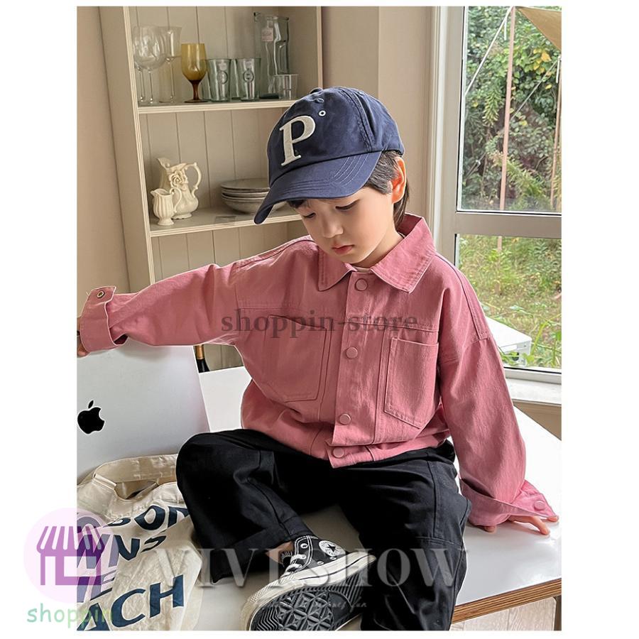 キッズ シャツ 長袖 トップス アウター スナップボタン 着やすい おしゃれ あわせやすい かわいい ゆったり ノーカジュアルシャツ 動きやすい シンプル 