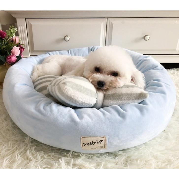 犬ベッド 猫ベッド ペットベッド クッション 猫ベッド 枕付き 猫 柔らかい ふわふわ ぐっすり眠れる 可愛い 外径45-55-65ＣＭ 小中型犬 選べる３色 犬猫兼用 