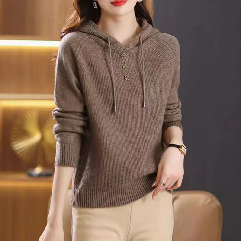 ニット レディース カーディガン トップス 長袖 フード付き シンプル ゆったり カジュアル ジップアップ 春秋コーデ おしゃれ 