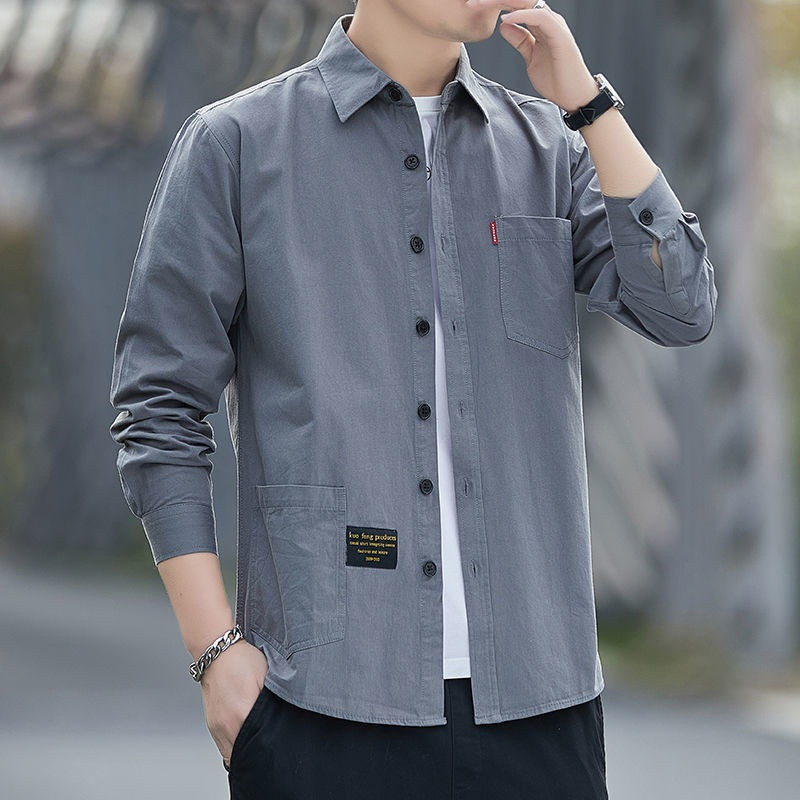 カジュアルシャツ メンズ 長袖シャツ ビジネス シャツ ワークシャツ アウター 紳士服 トップス 無地 オフィス 開襟シャツ 長袖 通勤 春秋 