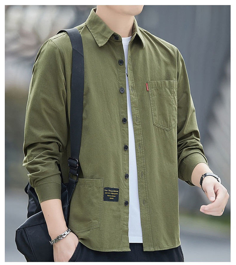 カジュアルシャツ メンズ 長袖シャツ ビジネス シャツ ワークシャツ アウター 紳士服 トップス 無地 オフィス 開襟シャツ 長袖 通勤 春秋 