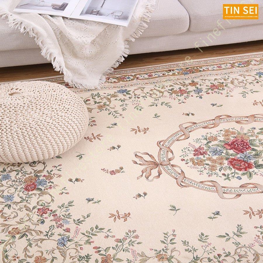 ラグ カーペット 花 花柄 花模様 アンティーク ホットカーペットカバー対応 青 じゅうたん レトロ 床暖房 ヨーロピアン リビング クラシック グリーン レッド 