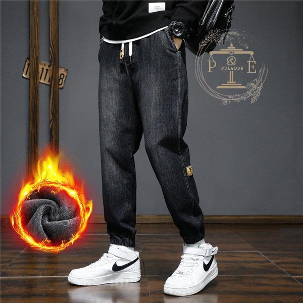 サルエルパンツ メンズ 裏起毛パンツ ジーンズ 厚手 暖かい やや伸縮 秋冬 裏起毛 暖ズボン ストレッチパンツ 暖パン 厚手 