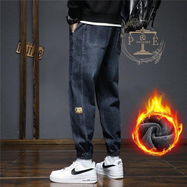 サルエルパンツ メンズ 裏起毛パンツ ジーンズ 厚手 暖かい やや伸縮 秋冬 裏起毛 暖ズボン ストレッチパンツ 暖パン 厚手 