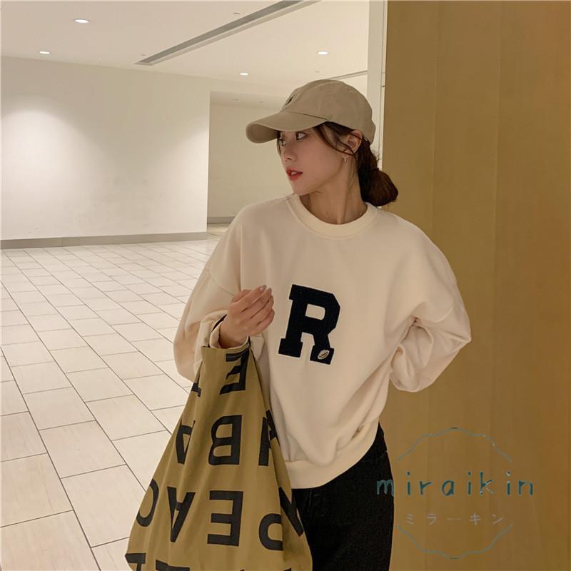 トレーナー プルオーバー レディース ロゴトレーナー トップス ラウンドネック 秋冬 大人 50代 秋服 20代 30代 40代 おしゃれ カジュアル 冬服 長袖 