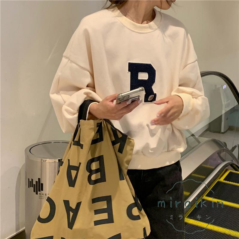 トレーナー プルオーバー レディース ロゴトレーナー トップス ラウンドネック 秋冬 大人 50代 秋服 20代 30代 40代 おしゃれ カジュアル 冬服 長袖 