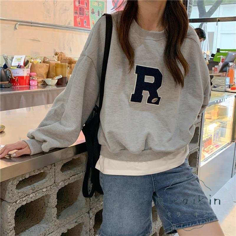 トレーナー プルオーバー レディース ロゴトレーナー トップス ラウンドネック 秋冬 大人 50代 秋服 20代 30代 40代 おしゃれ カジュアル 冬服 長袖 