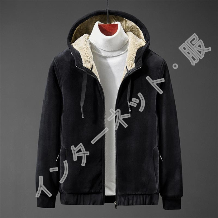 ボアジャケット メンズ フリースジャケット 裏ボア ブルゾン アウター 厚手 防寒 冬服 送料無料 暖か もこもこ 大きいサイズ フード付き ゆったり 