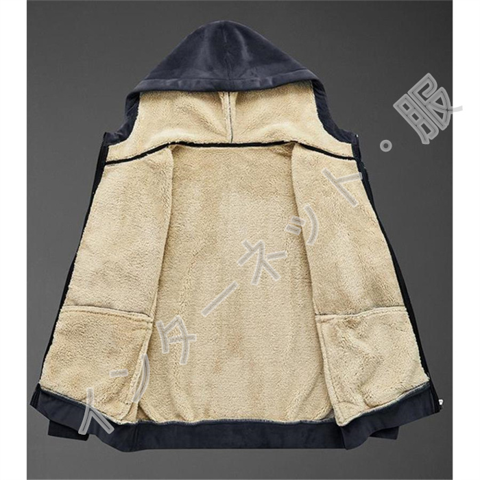 ボアジャケット メンズ フリースジャケット 裏ボア ブルゾン アウター 厚手 防寒 冬服 送料無料 暖か もこもこ 大きいサイズ フード付き ゆったり 