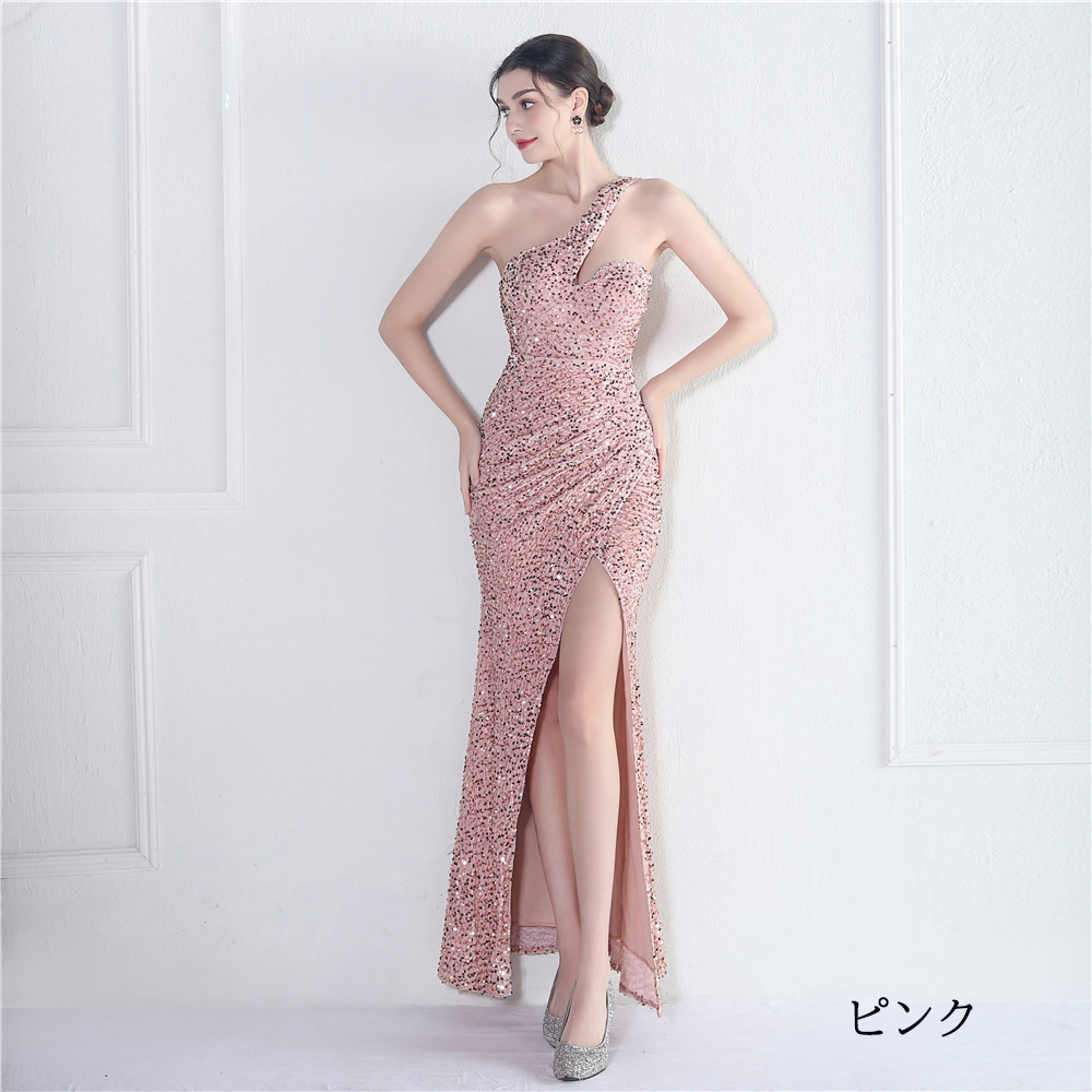 カラードレス マーメイドドレス パーティードレス ワンショルダー イブニングドレス ウェディングドレス 発表会 二次会 スパンファスナー 結婚式 