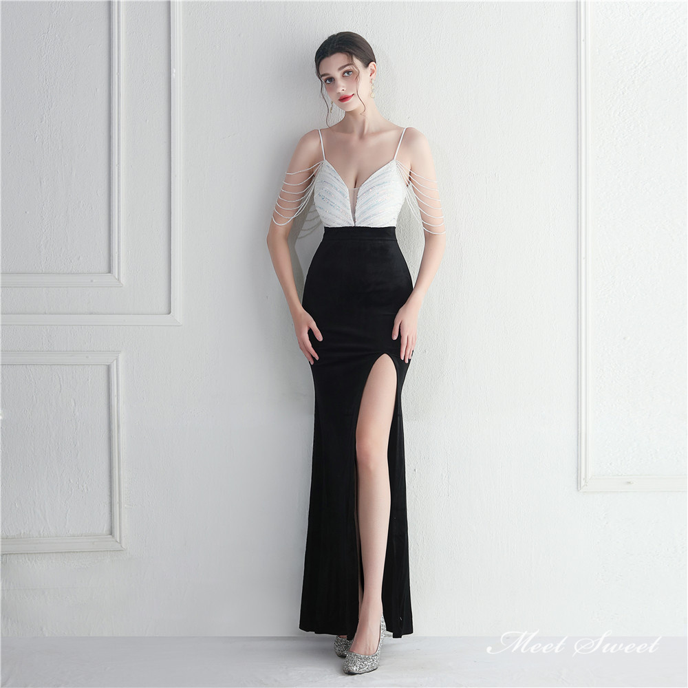 カラードレス マーメイドドレス パーティードレス 切替 ノースリーブ キャミソール ウェディングドレス 結婚式 二次会 ビーズ スリット イブニングドレス 