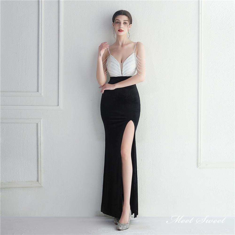 カラードレス マーメイドドレス パーティードレス 切替 ノースリーブ キャミソール ウェディングドレス 結婚式 二次会 ビーズ スリット イブニングドレス 