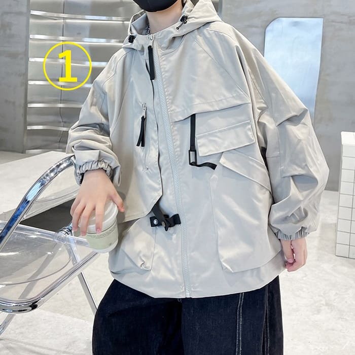 小学生 男の子 マウンテンウインドブレーカー ジャンパー フード付きジャケット 春秋 キッズ 子ども アウター ジュニア 通学 子供服 韓国 