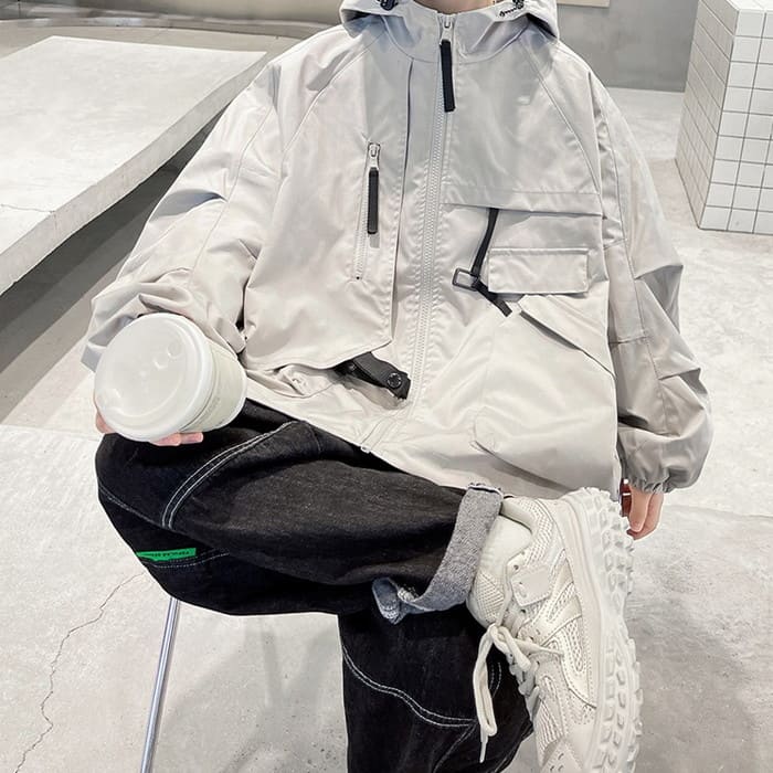 小学生 男の子 マウンテンウインドブレーカー ジャンパー フード付きジャケット 春秋 キッズ 子ども アウター ジュニア 通学 子供服 韓国 