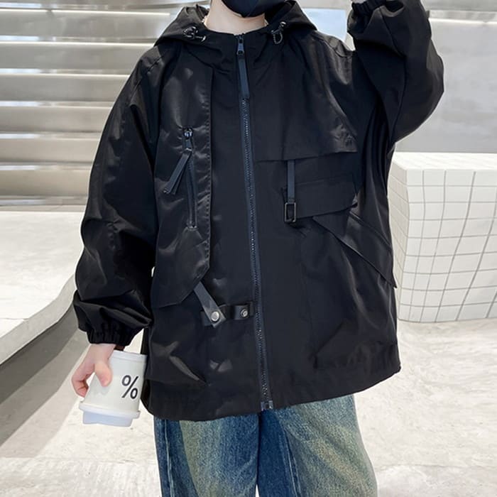 小学生 男の子 マウンテンウインドブレーカー ジャンパー フード付きジャケット 春秋 キッズ 子ども アウター ジュニア 通学 子供服 韓国 