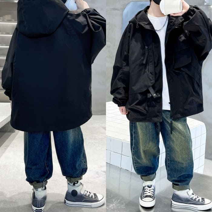 小学生 男の子 マウンテンウインドブレーカー ジャンパー フード付きジャケット 春秋 キッズ 子ども アウター ジュニア 通学 子供服 韓国 
