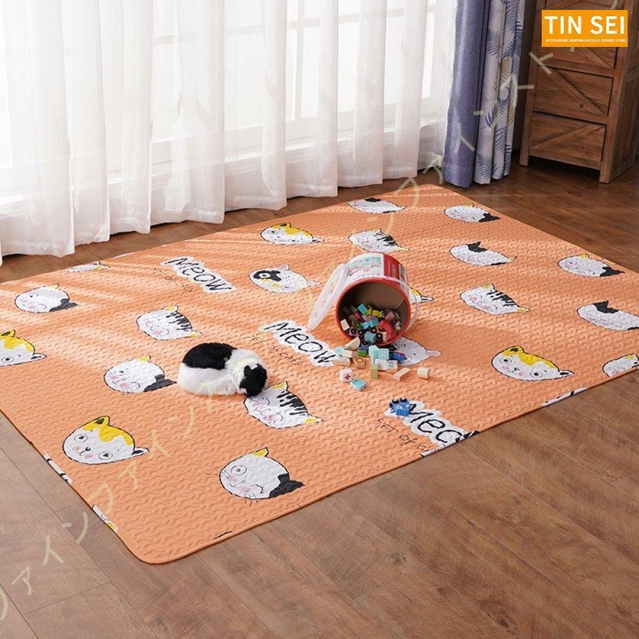 ラグ 洗える 夏用 キルティング ウォッシャブル 滑り止め 床暖房 赤ちゃん フパイナップル柄 コットン ホットカーペット対応 綿 