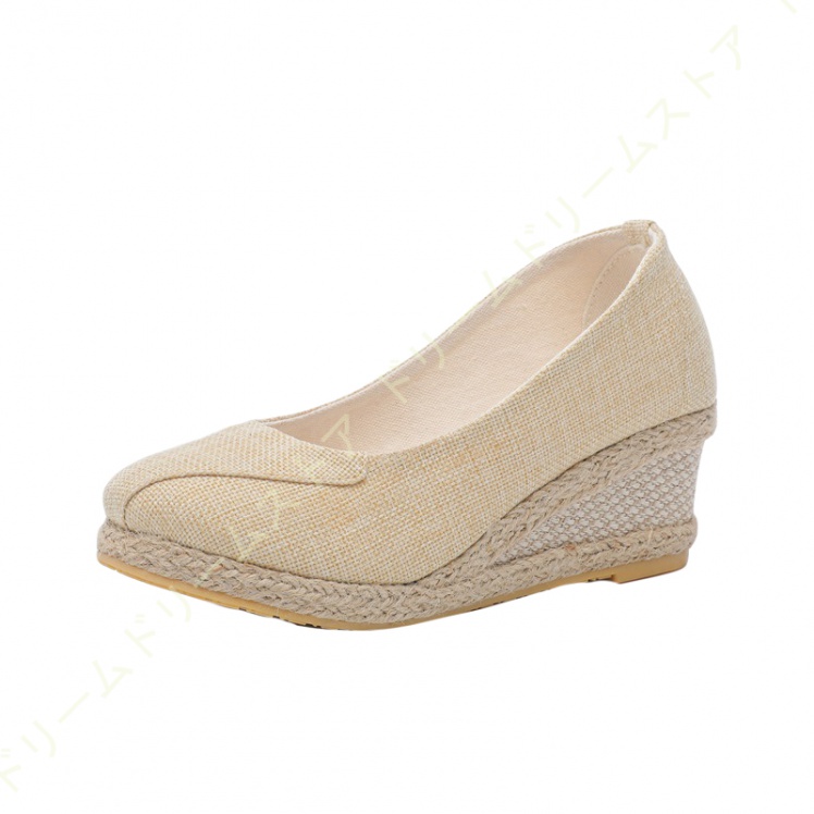 柔らかい パンプス ラウンドトゥ 5CM ウェッジソール レディース フォーマル 結婚式 通勤 かわいい 秋 夏 疲れない 春 無地 宴会 美脚 ジュート 女性 防滑 