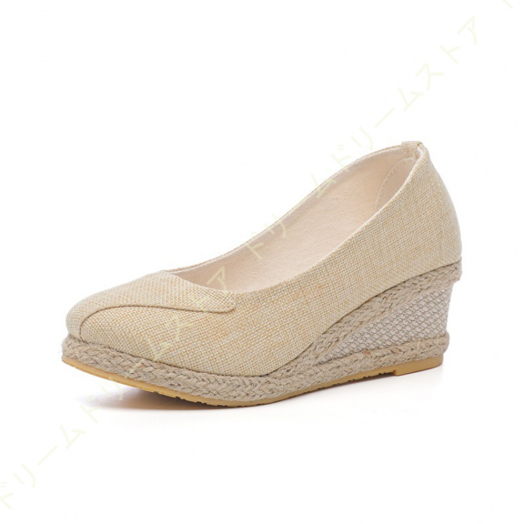柔らかい パンプス ラウンドトゥ 5CM ウェッジソール レディース フォーマル 結婚式 通勤 かわいい 秋 夏 疲れない 春 無地 宴会 美脚 ジュート 女性 防滑 
