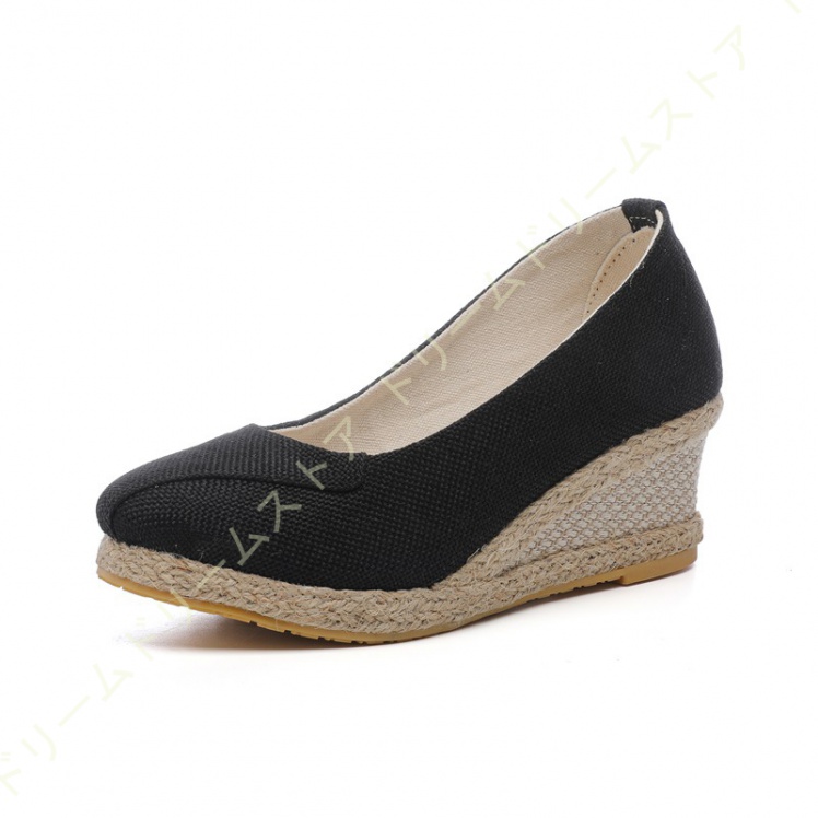 柔らかい パンプス ラウンドトゥ 5CM ウェッジソール レディース フォーマル 結婚式 通勤 かわいい 秋 夏 疲れない 春 無地 宴会 美脚 ジュート 女性 防滑 