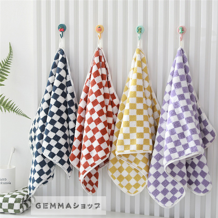 タオル ヴィンテージ チェック柄 チェッカー柄 格子縞 バスタオル 吸水 洗面タオル ２枚セット 家庭用 