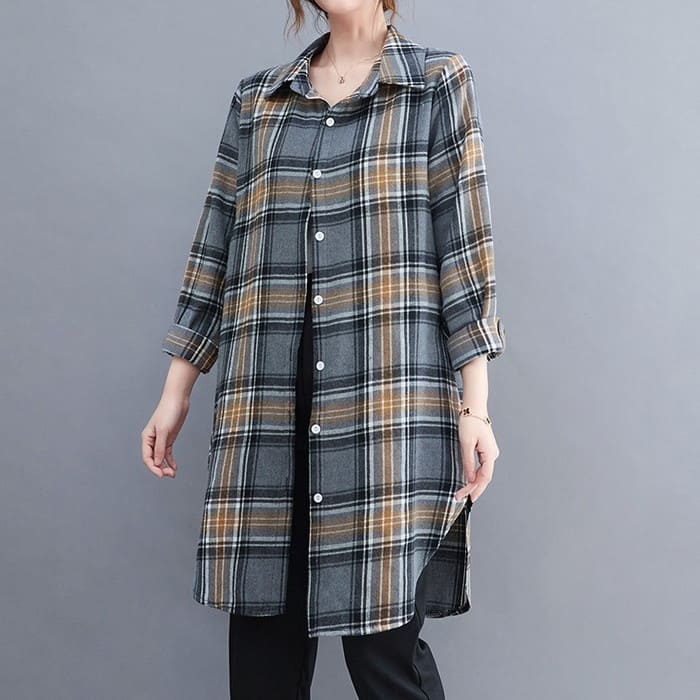 チェック柄 ロングシャツ レディース チュニック 長袖 春秋 40代 旅行 30代 体型カバー お出かけ 50代 ゆったり トップス 60代 カジュアル 通勤 