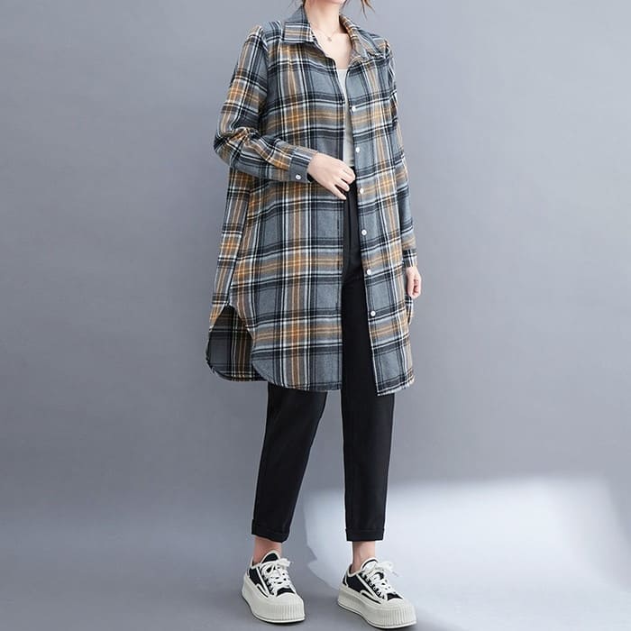 チェック柄 ロングシャツ レディース チュニック 長袖 春秋 40代 旅行 30代 体型カバー お出かけ 50代 ゆったり トップス 60代 カジュアル 通勤 