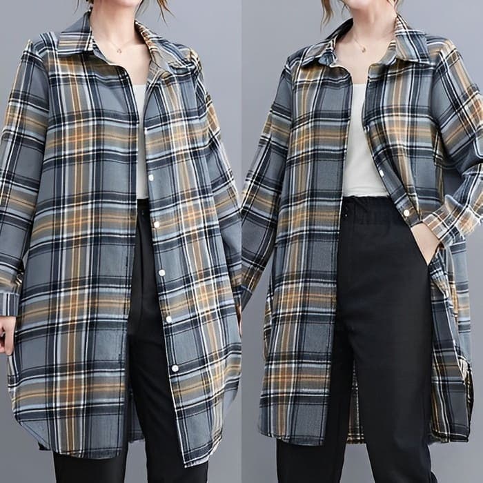 チェック柄 ロングシャツ レディース チュニック 長袖 春秋 40代 旅行 30代 体型カバー お出かけ 50代 ゆったり トップス 60代 カジュアル 通勤 