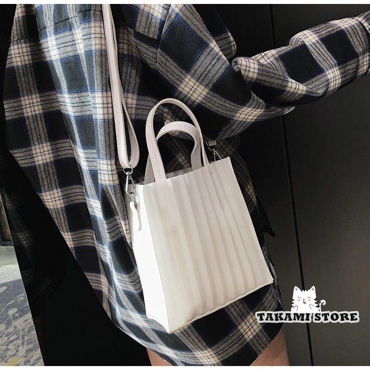 おしゃれショルダーバッグ トートバッグ 2WAY 手提げかばん レディース クリアストライプ 小ぶり カジュアル BAG 鞄 女性用 