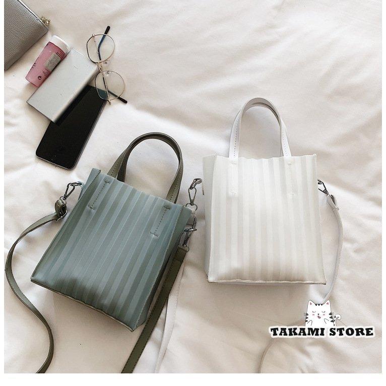 おしゃれショルダーバッグ トートバッグ 2WAY 手提げかばん レディース クリアストライプ 小ぶり カジュアル BAG 鞄 女性用 