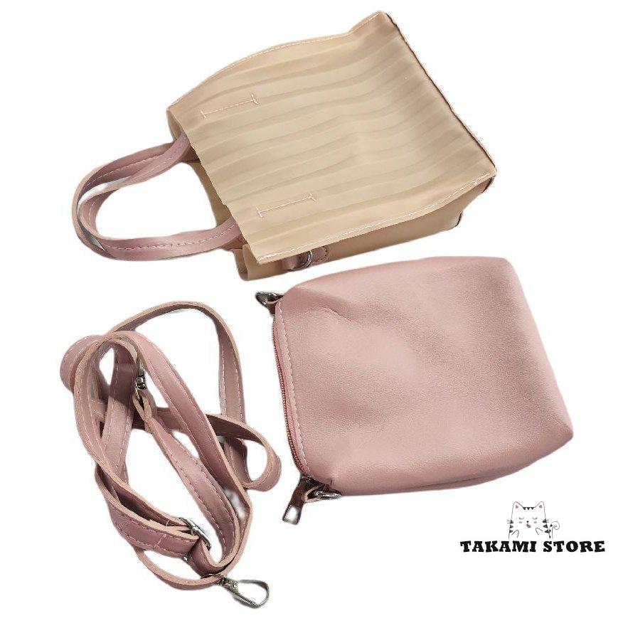 おしゃれショルダーバッグ トートバッグ 2WAY 手提げかばん レディース クリアストライプ 小ぶり カジュアル BAG 鞄 女性用 
