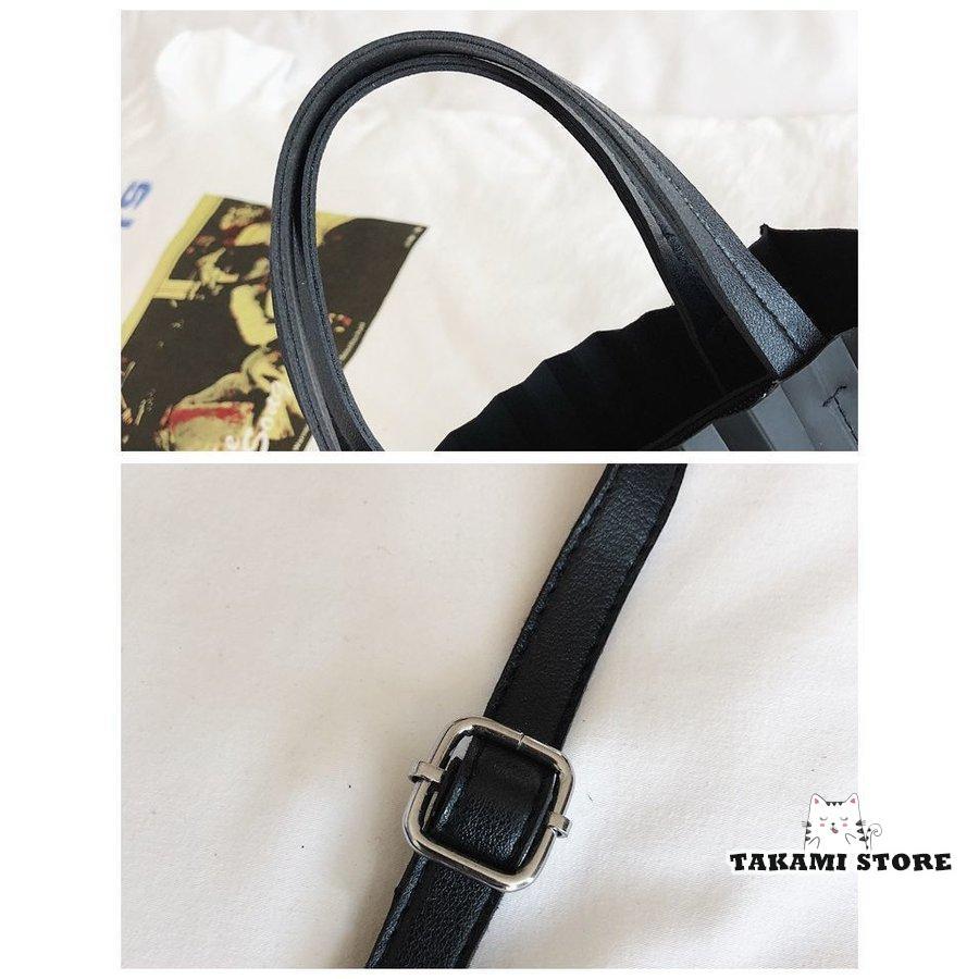 おしゃれショルダーバッグ トートバッグ 2WAY 手提げかばん レディース クリアストライプ 小ぶり カジュアル BAG 鞄 女性用 