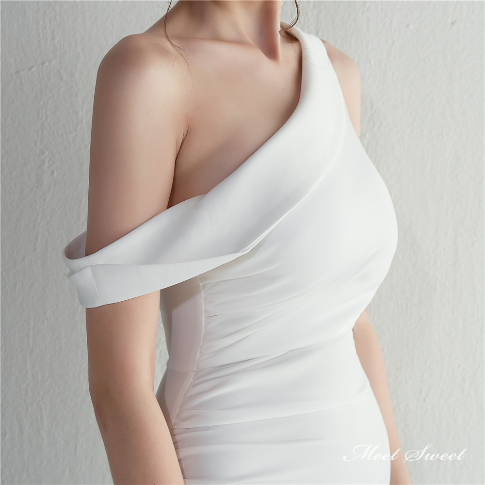 カラードレス マーメイドドレス パーティードレス スリット アシンメトサテン イブニングドレス 二次会 結婚式 ファスナー ウェディングドレス 発表会 