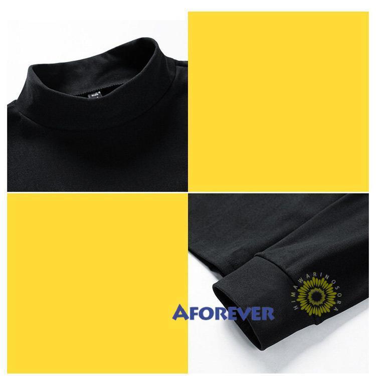 長袖Tシャツ メンズ Tシャツ 無地 プルオーバー ティーシャツ 秋 モックネック トップス 韓国ファッション 秋コーデ 冬 