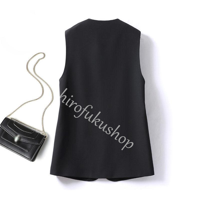 テーラードベスト レディース ジレ 前開き ベスト 春秋 ミディ丈 きれいめ 羽織り おしゃれ ノースリーブ トップス 通勤 アウター ビジネス 