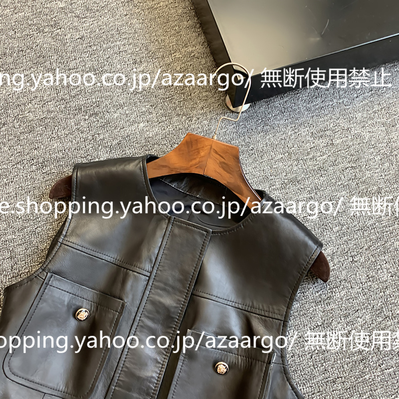 春夏秋冬 。 ベスト レディース レザーベスト 羊革 チョッキ 通勤 ベスト前開き カジュアル バイク用ベスト おしゃれ ジレベスト フォーマル 