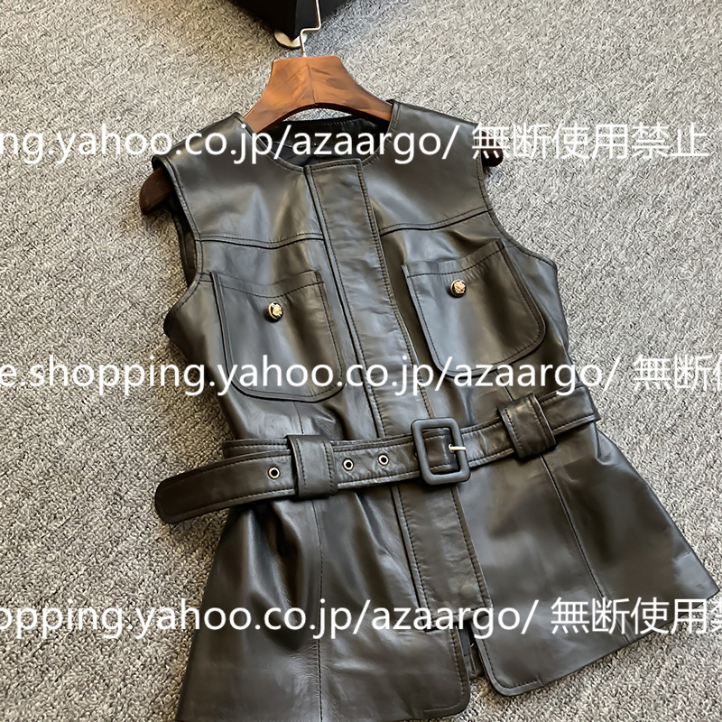春夏秋冬 。 ベスト レディース レザーベスト 羊革 チョッキ 通勤 ベスト前開き カジュアル バイク用ベスト おしゃれ ジレベスト フォーマル 