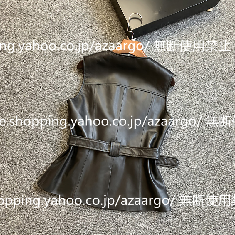 春夏秋冬 。 ベスト レディース レザーベスト 羊革 チョッキ 通勤 ベスト前開き カジュアル バイク用ベスト おしゃれ ジレベスト フォーマル 