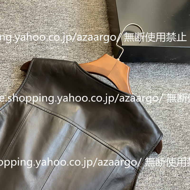 春夏秋冬 。 ベスト レディース レザーベスト 羊革 チョッキ 通勤 ベスト前開き カジュアル バイク用ベスト おしゃれ ジレベスト フォーマル 