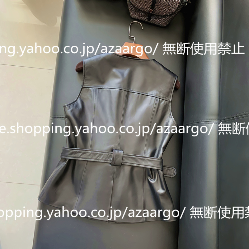 春夏秋冬 。 ベスト レディース レザーベスト 羊革 チョッキ 通勤 ベスト前開き カジュアル バイク用ベスト おしゃれ ジレベスト フォーマル 